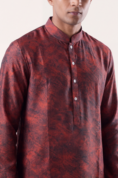Maroon Heritage Silk Kurta