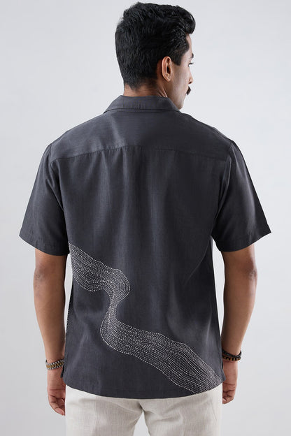 Kantha Black Embroidered Shirt