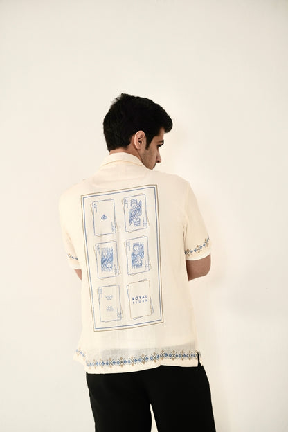 Beige Monte Carlo Cuban Collar Shirt