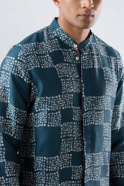 Teal Bandhani kurta