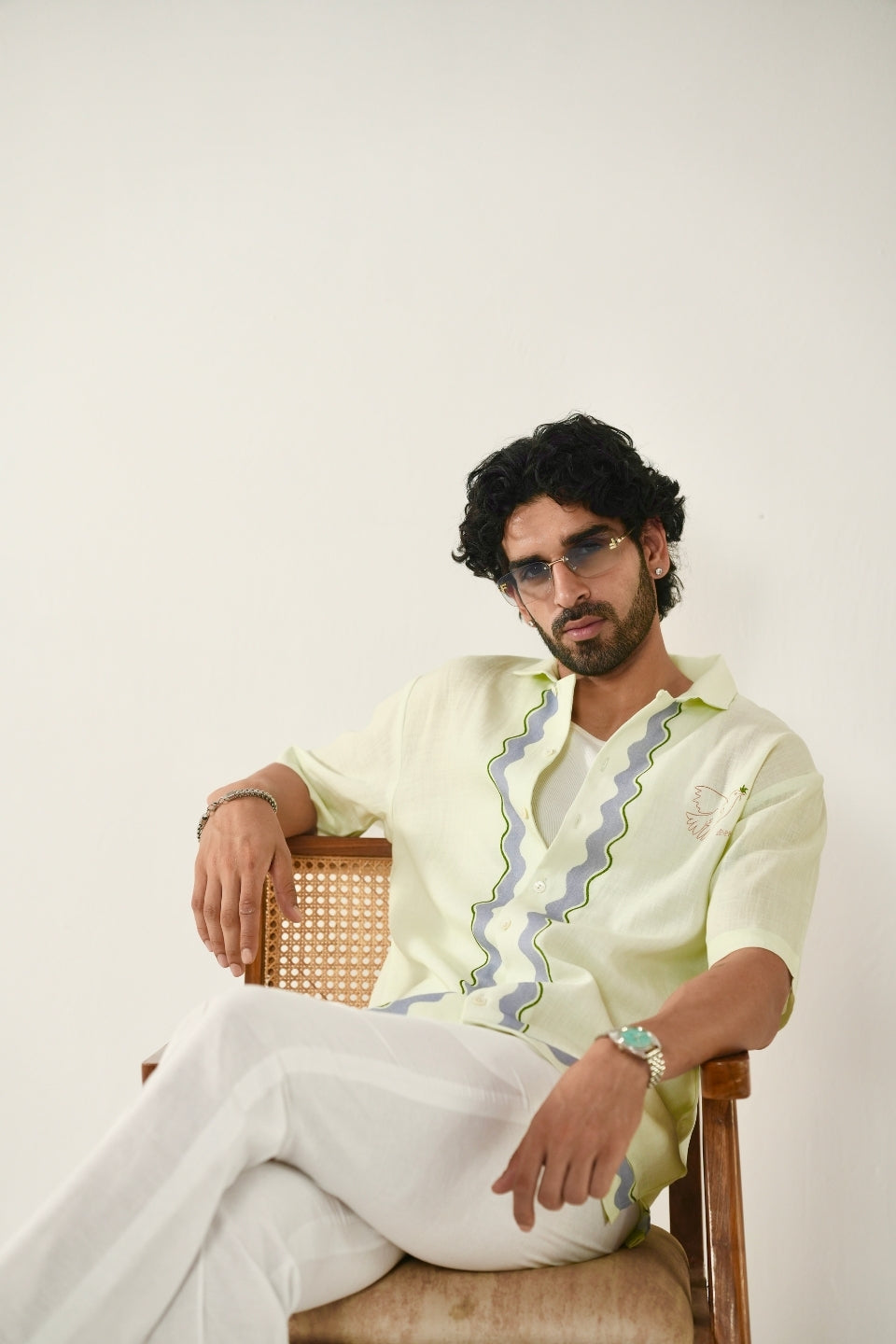 Green Antibes Cuban Collar Shirt