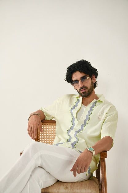 Green Antibes Cuban Collar Shirt