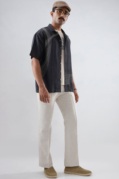 Kantha Black Embroidered Shirt