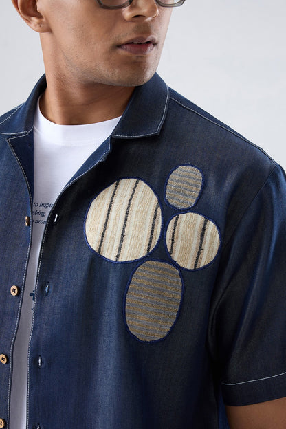 Dark Blue Denim Urban Nomad Patchwork Shirt