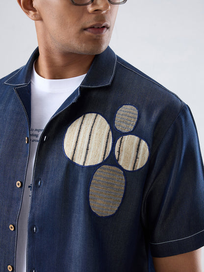 Dark Blue Denim Urban Nomad Patchwork Shirt