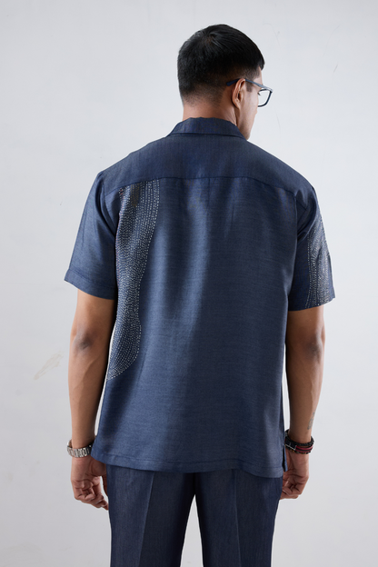 Kantha Blue Embroidered Shirt