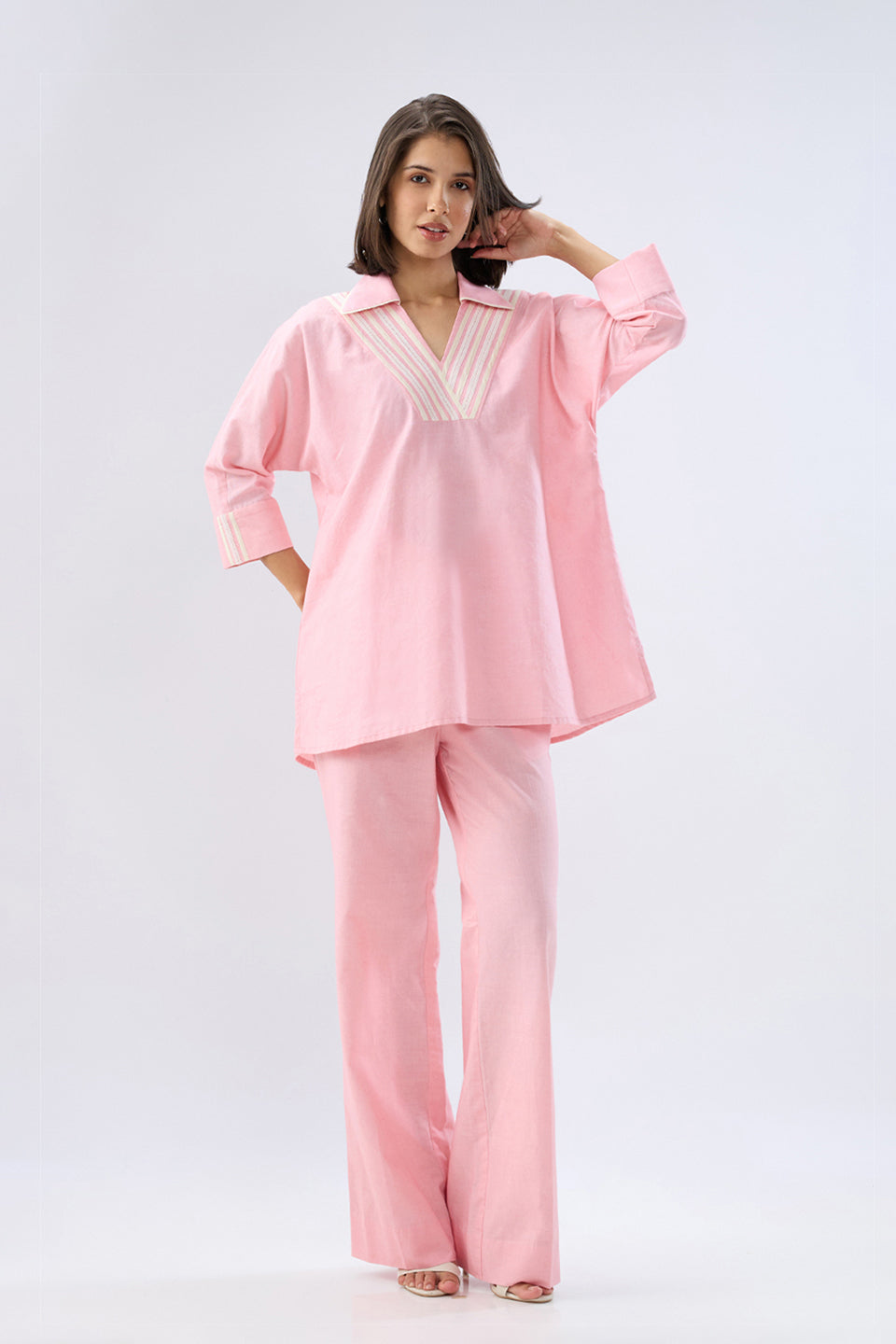 Pink V-neck co-ord set