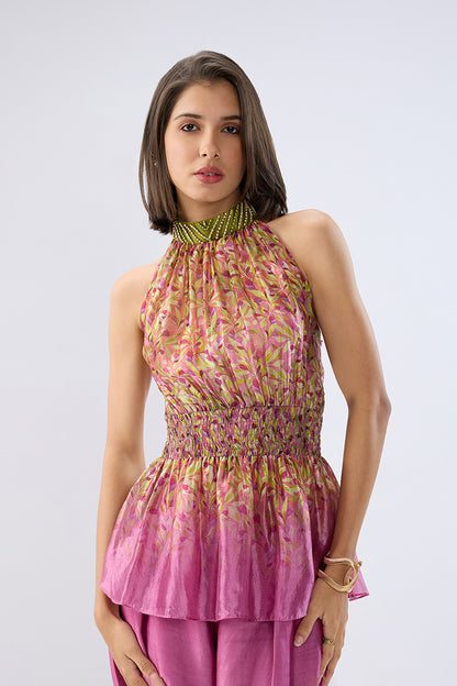 Pink Floral Halterneck Co-ord Set