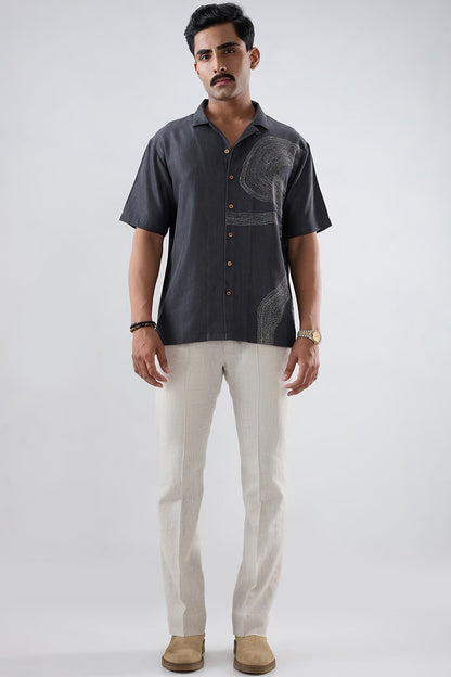 Kantha Black Embroidered Shirt