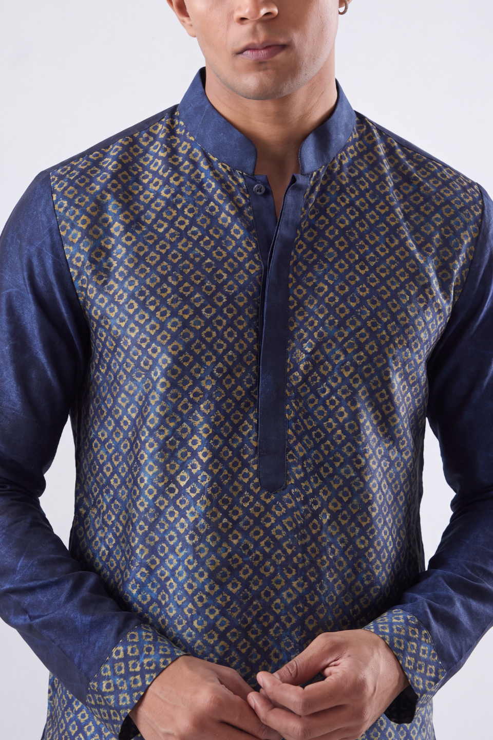 Blue Mosaic Silk Kurta