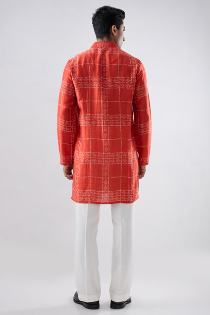 Orange Bandhani kurta