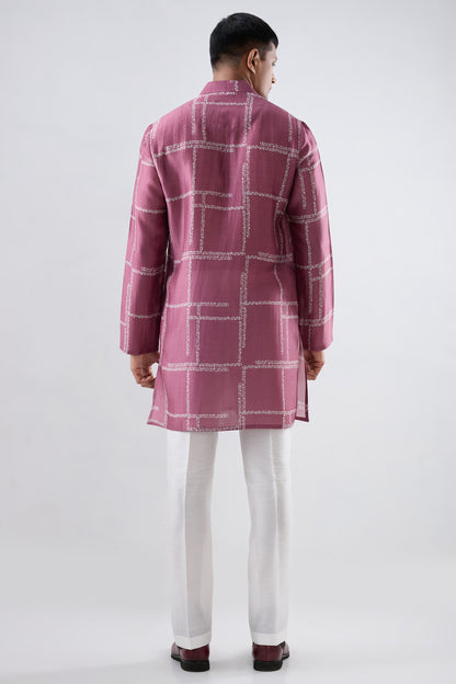 Burgundy Geometric Bandhani kurta