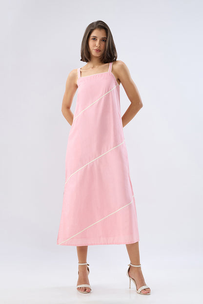 Pink Square neck sleeveless column dress