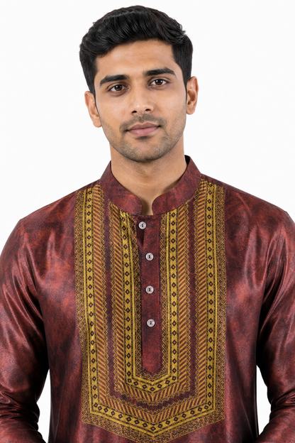 Maroon Opulent Silk Kurta