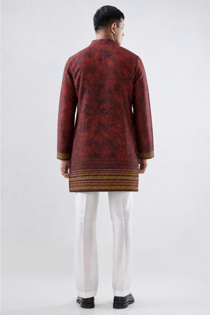 Maroon Heritage Silk Kurta