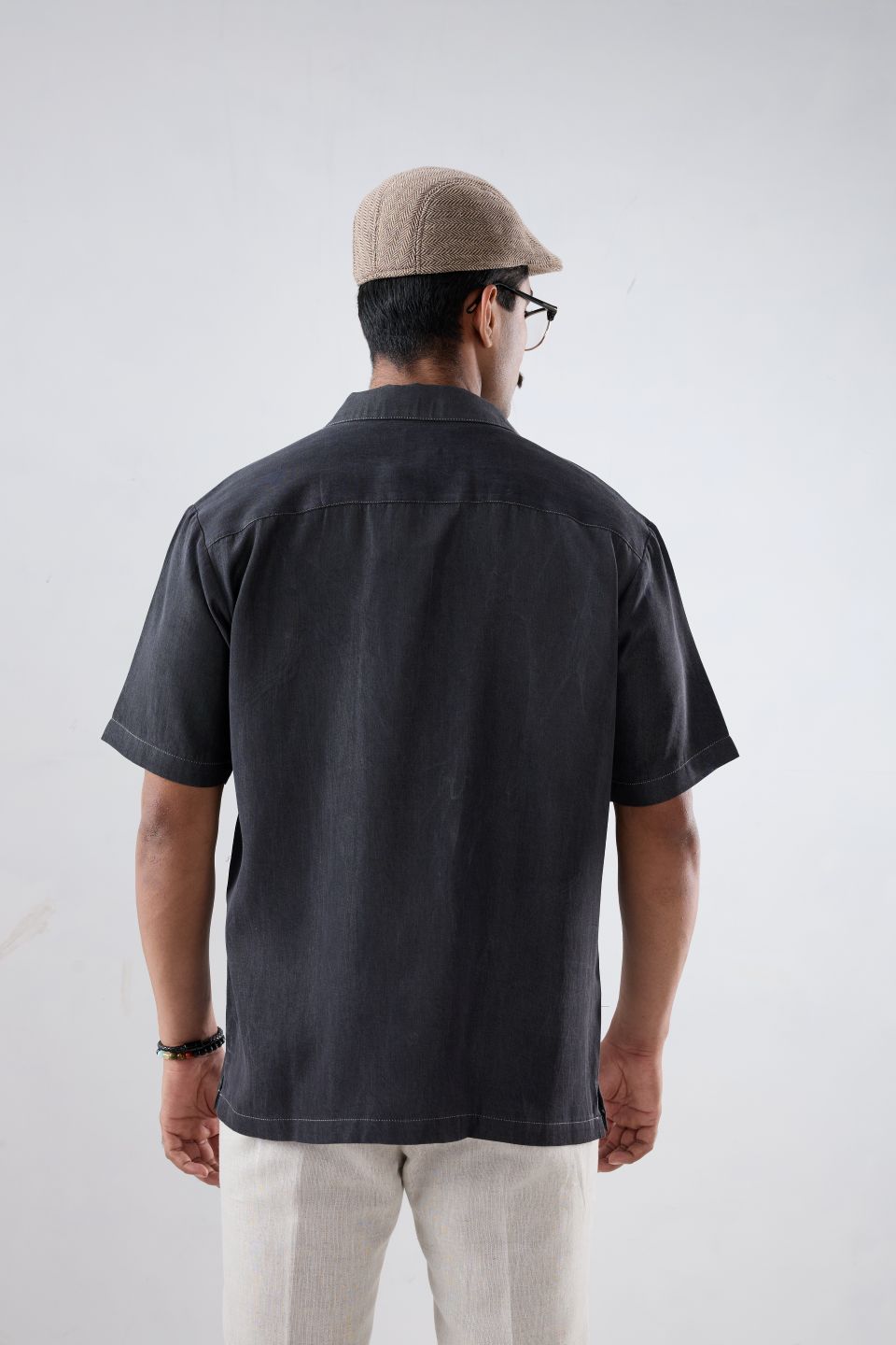 Black Denim Vintage Patchwork Shirt