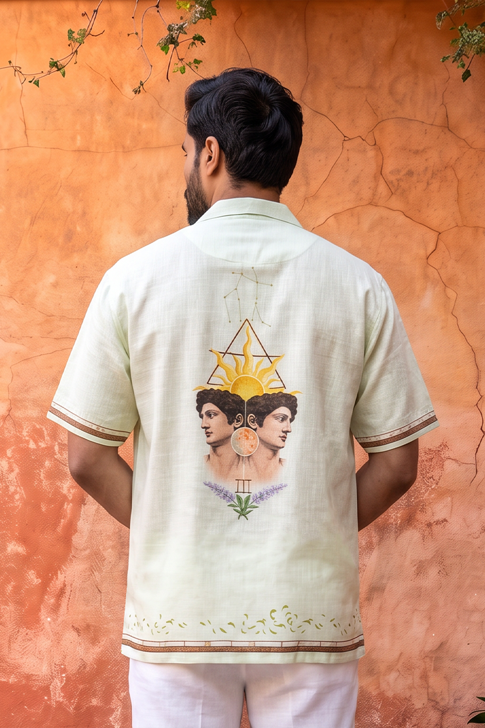 Green Gemini Cuban Collar Shirt