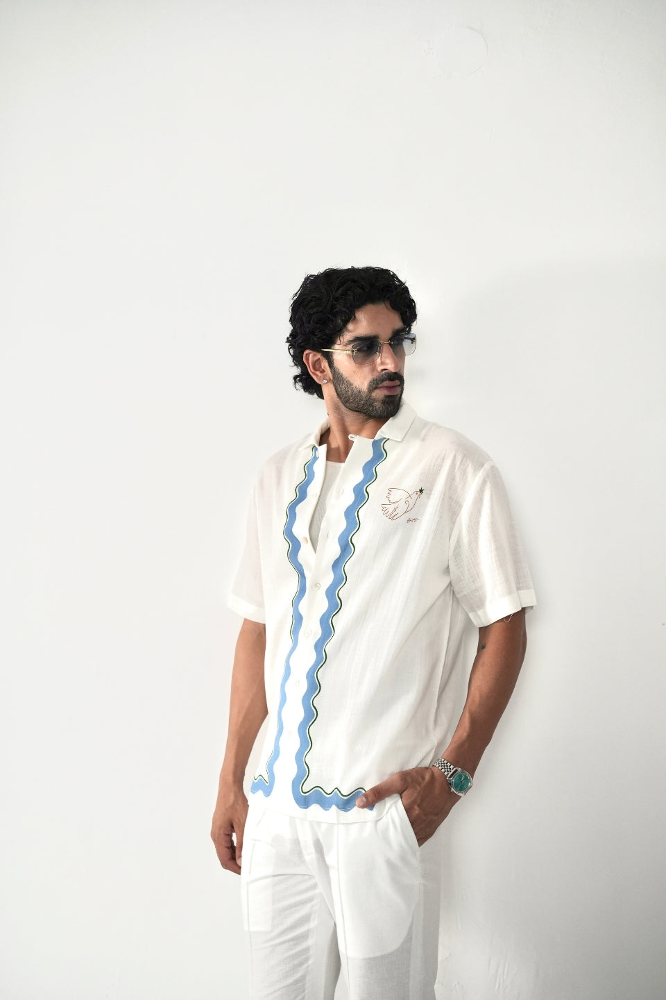 White Antibes Cuban Collar Shirt