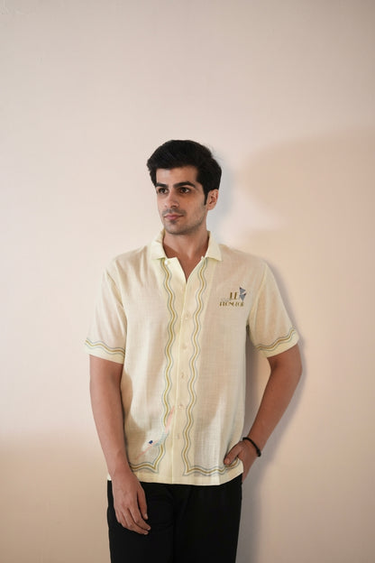 Green Nice Cuban Collar Shirt