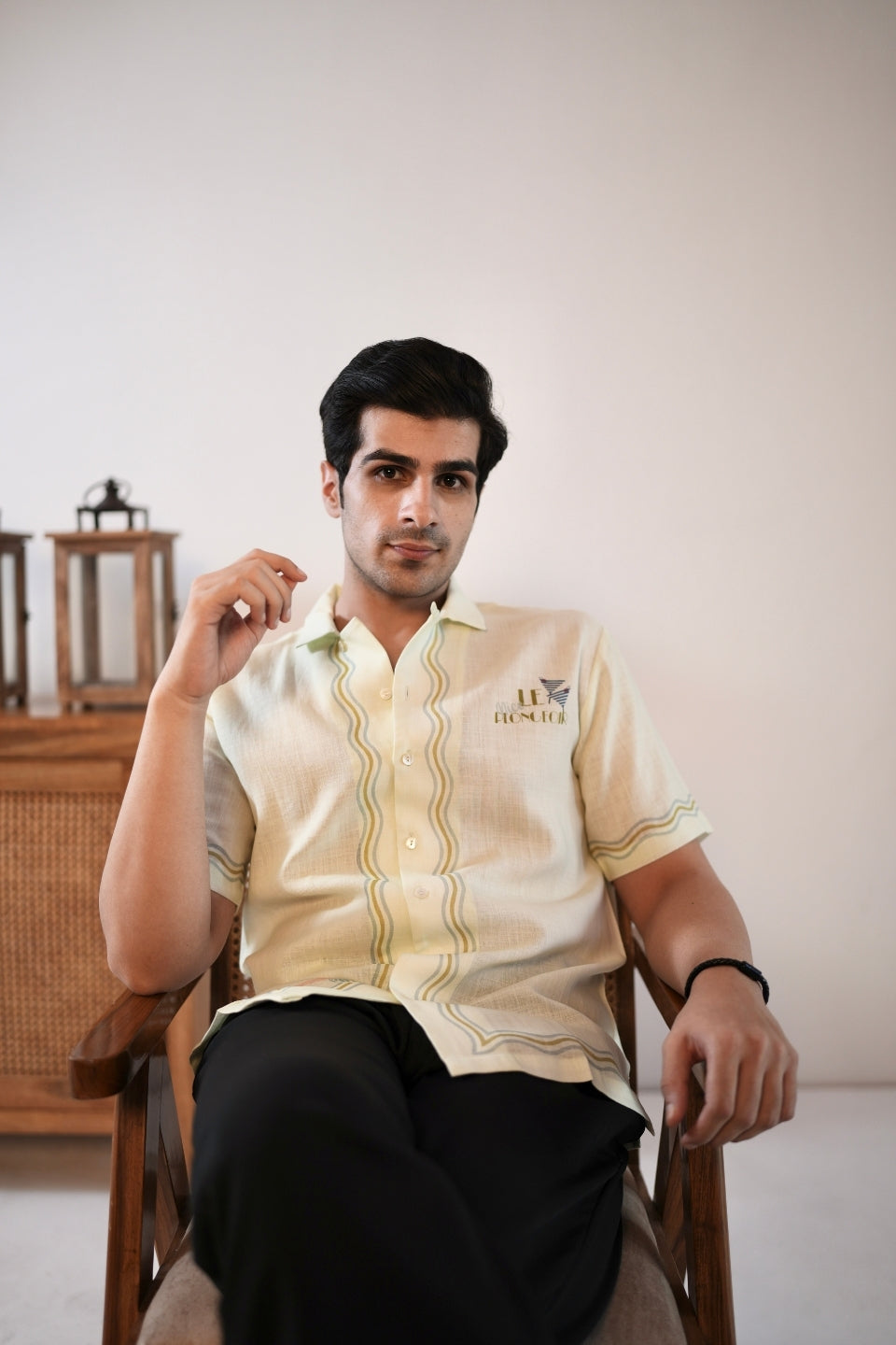 Green Nice Cuban Collar Shirt