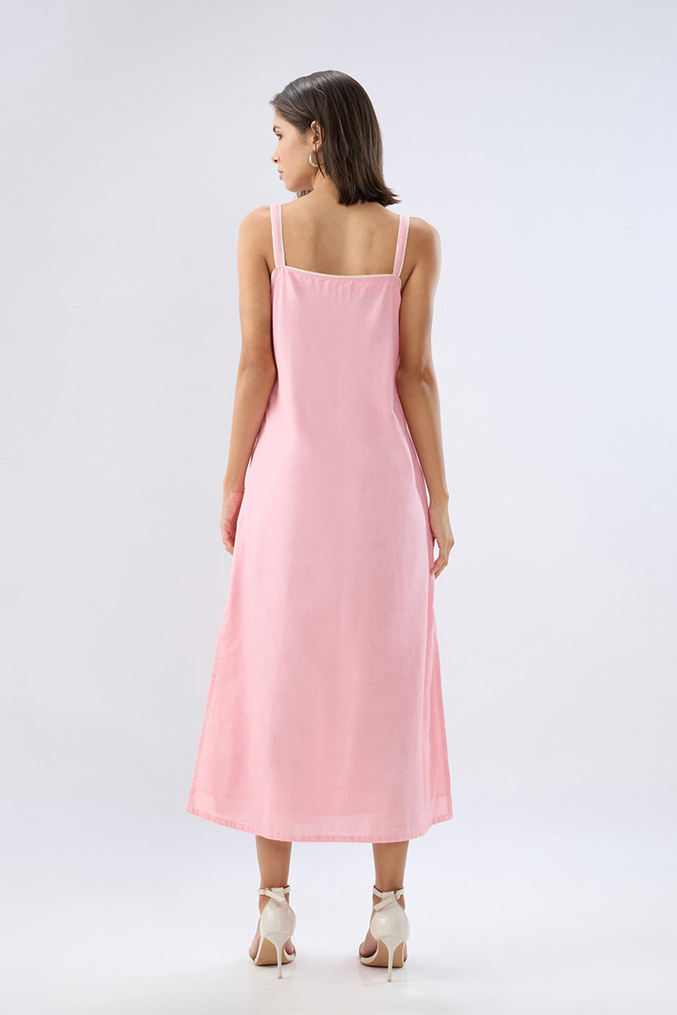 Pink Square neck sleeveless column dress