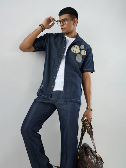 Dark Blue Denim Urban Nomad Patchwork Shirt