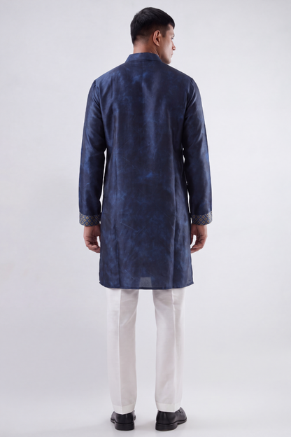 Blue Mosaic Silk Kurta
