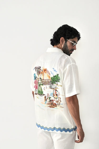 White Antibes Cuban Collar Shirt