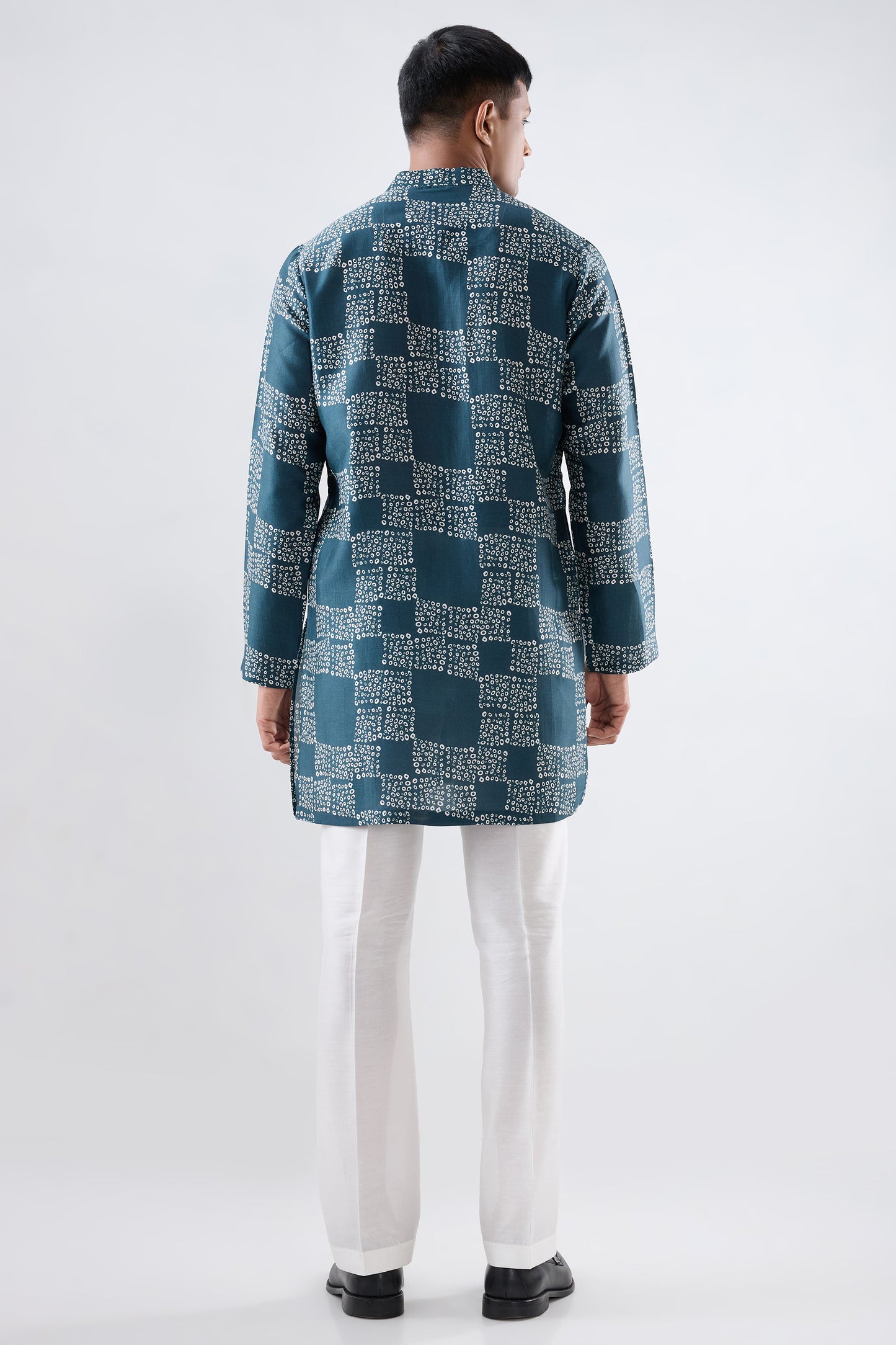 Teal Bandhani kurta