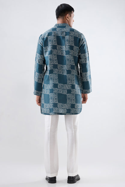Teal Bandhani kurta