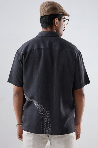 Kantha Black Embroidered Shirt