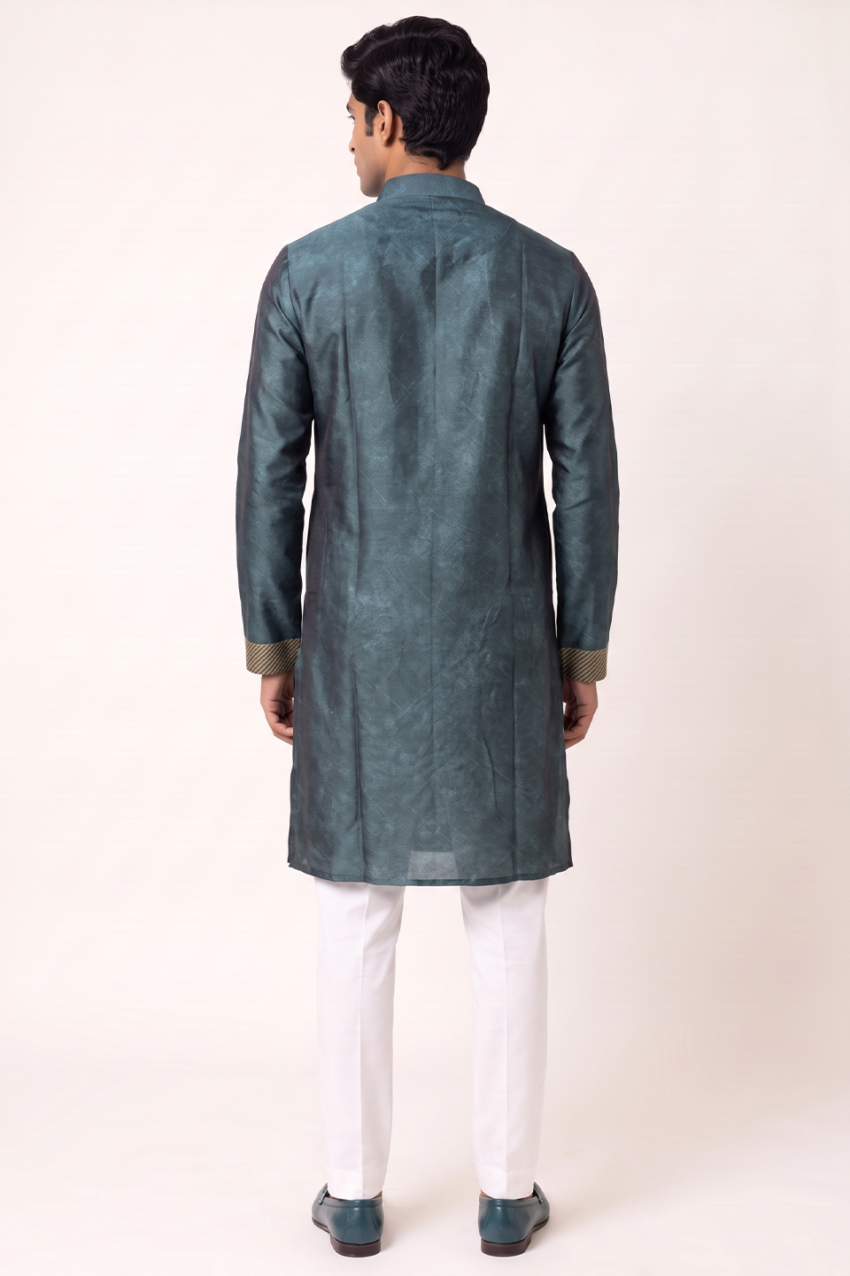 Teal Ornate Silk Kurta