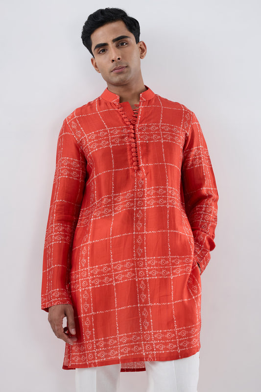 Orange Bandhani kurta
