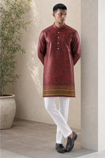Maroon Heritage Silk Kurta