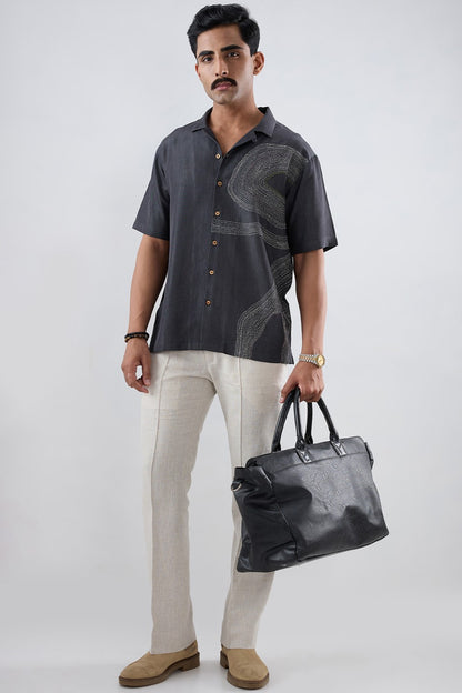 Kantha Black Embroidered Shirt