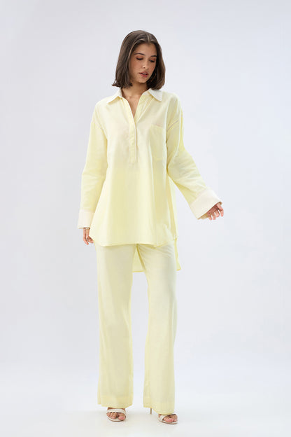 Yellow Kurta shirt style co-ord set