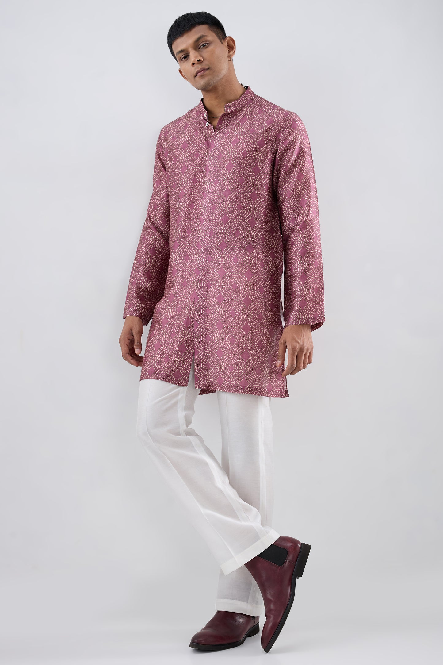 Burgundy Bandhani Kurta