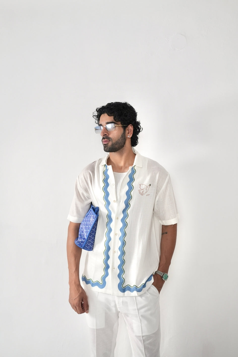 White Antibes Cuban Collar Shirt
