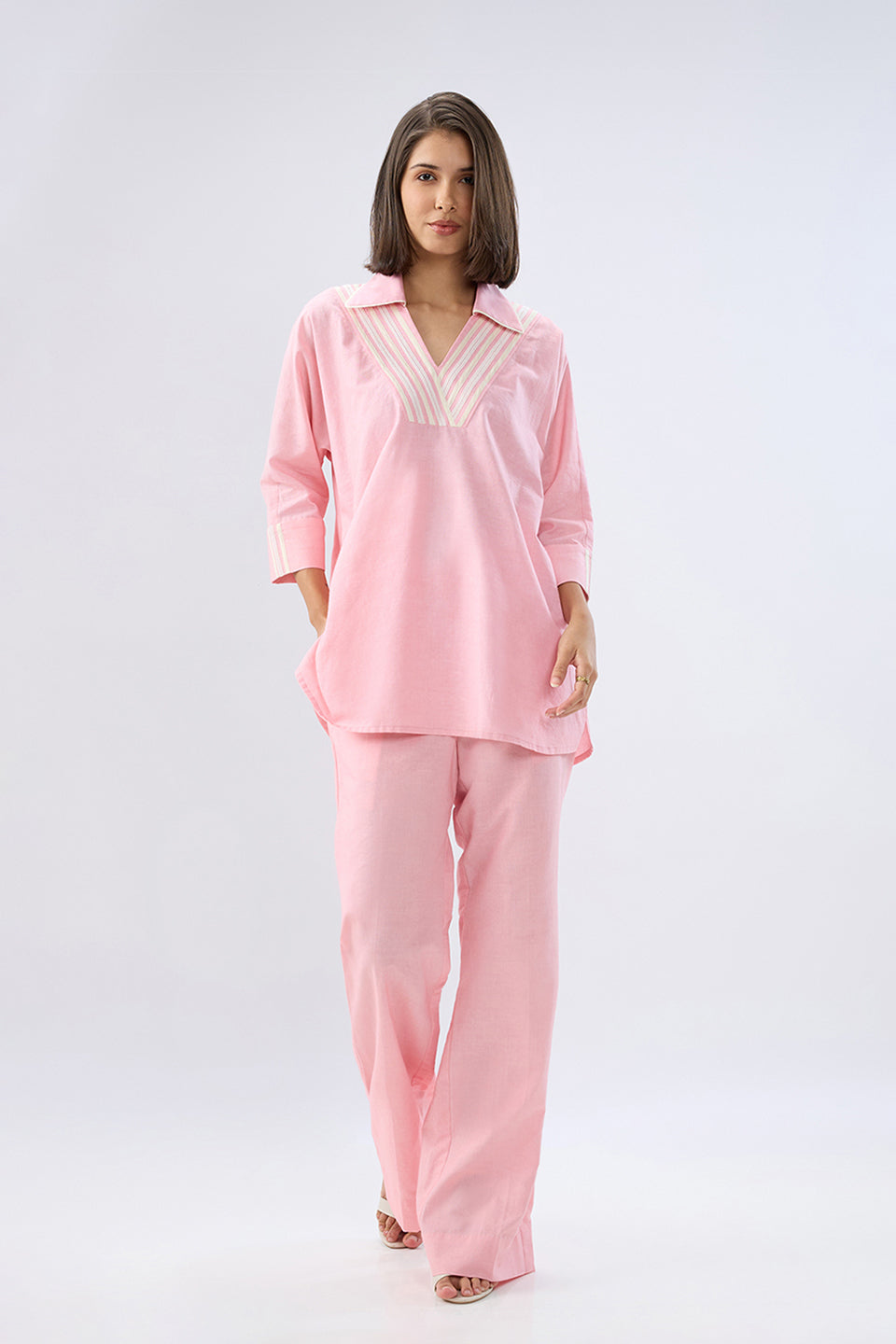 Pink V-neck co-ord set