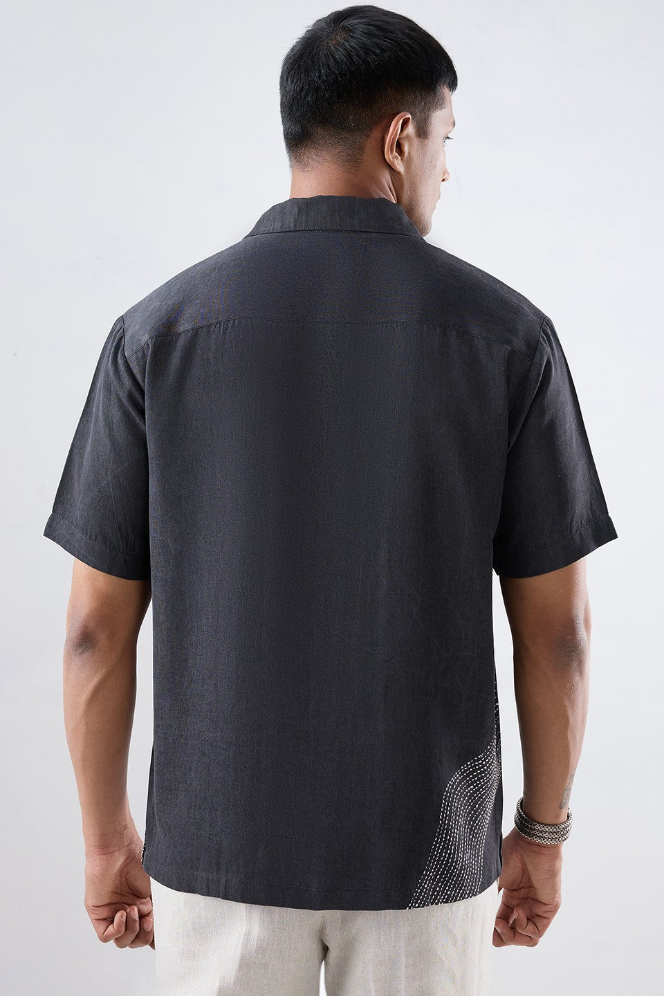 Kantha Black Embroidered Shirt