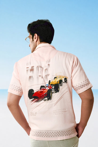 Peach Monaco Cuban Collar Shirt