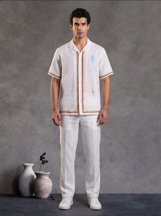 Ivory Aquarius Cuban Collar Shirt