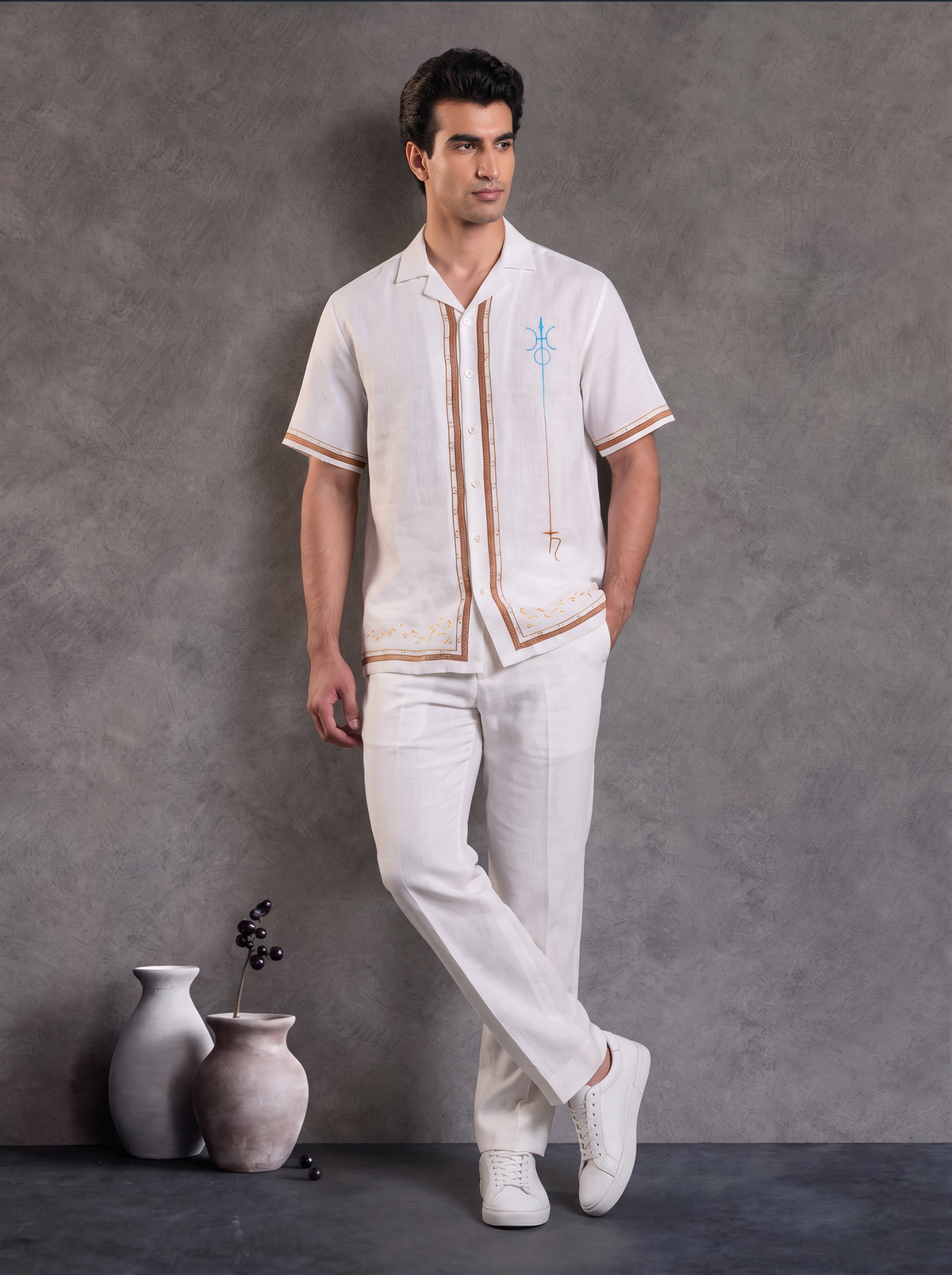 Ivory Aquarius Cuban Collar Shirt
