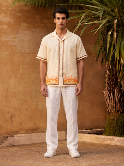 Yellow Aries Cuban Collar Shirt