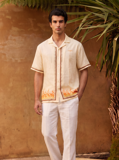 Yellow Aries Cuban Collar Shirt