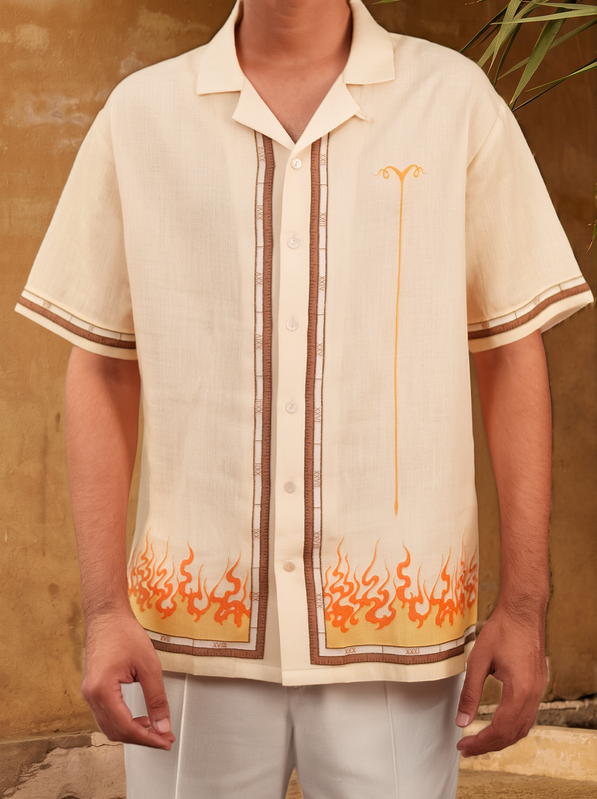 Yellow Aries Cuban Collar Shirt