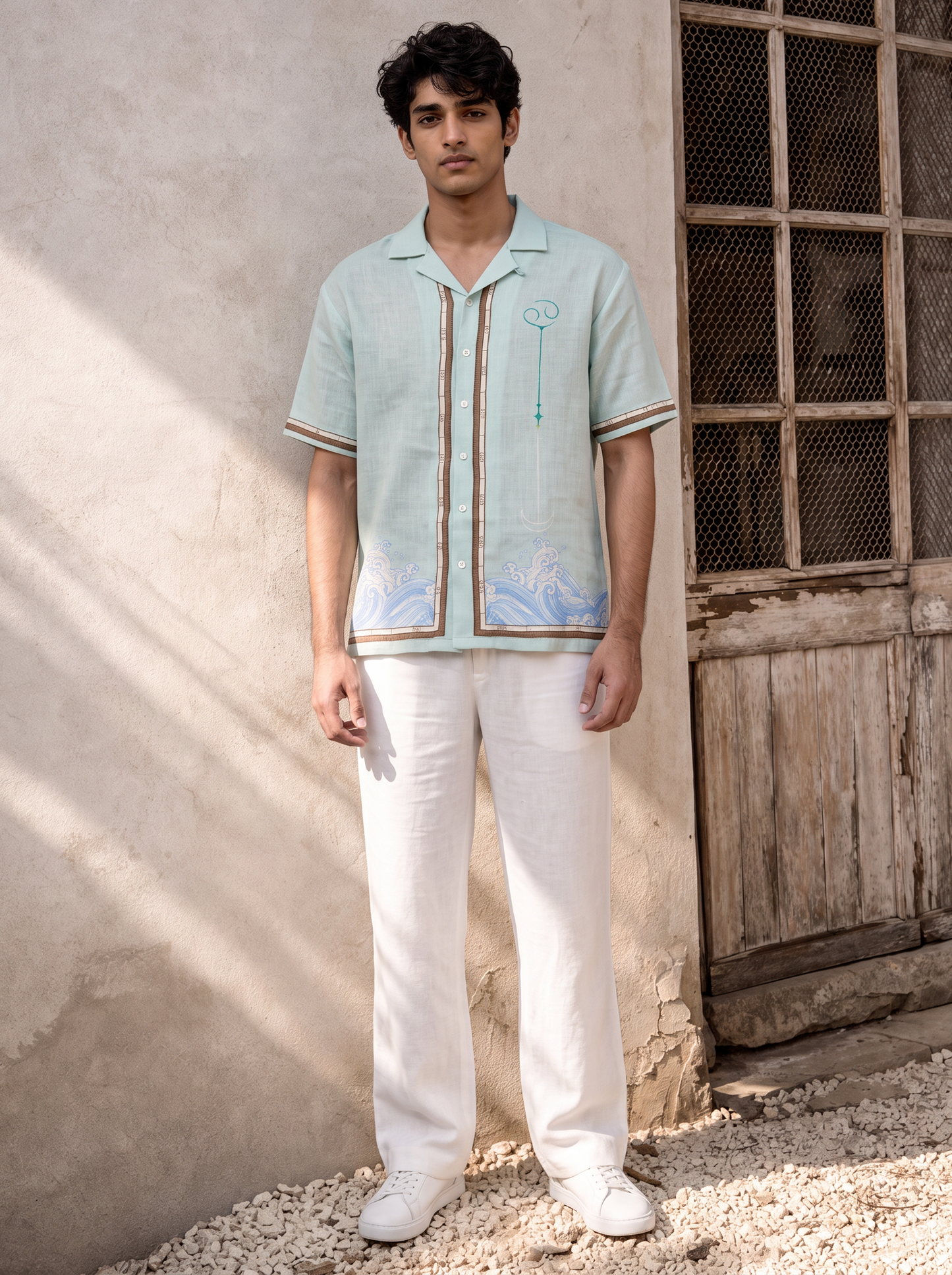 Green Cancer Cuban Collar Shirt