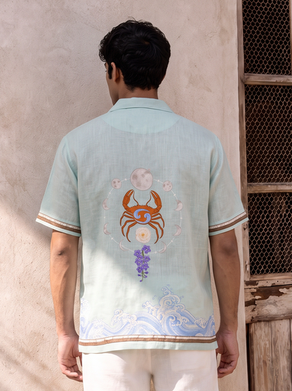 Green Cancer Cuban Collar Shirt