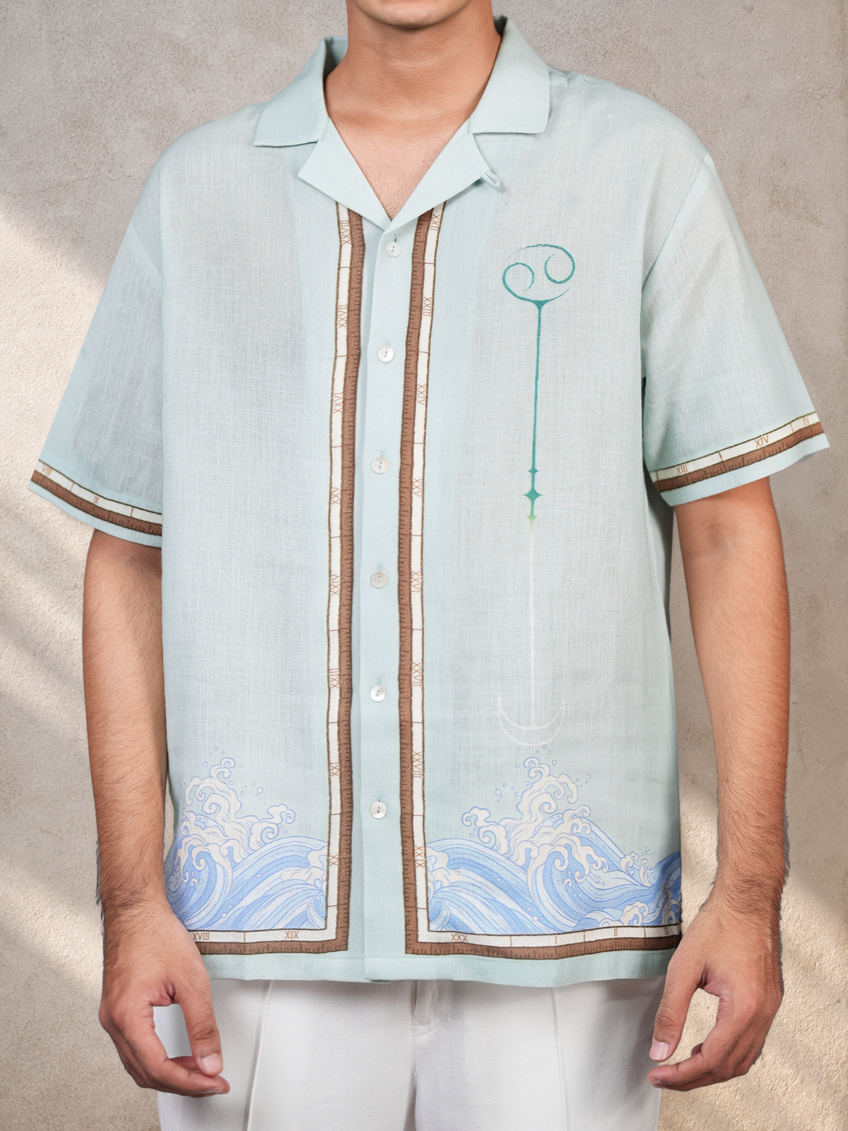 Green Cancer Cuban Collar Shirt