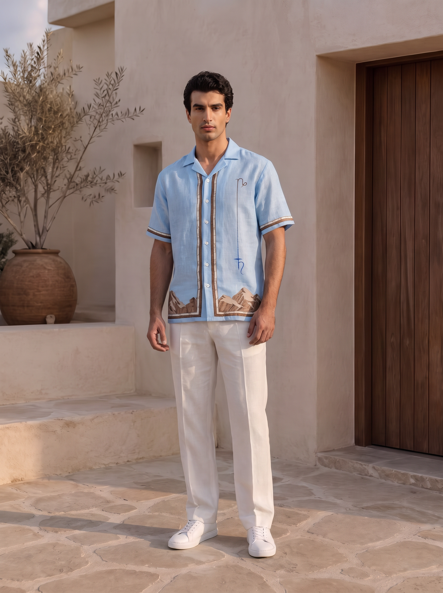 Blue Capricorn Cuban Collar Shirt